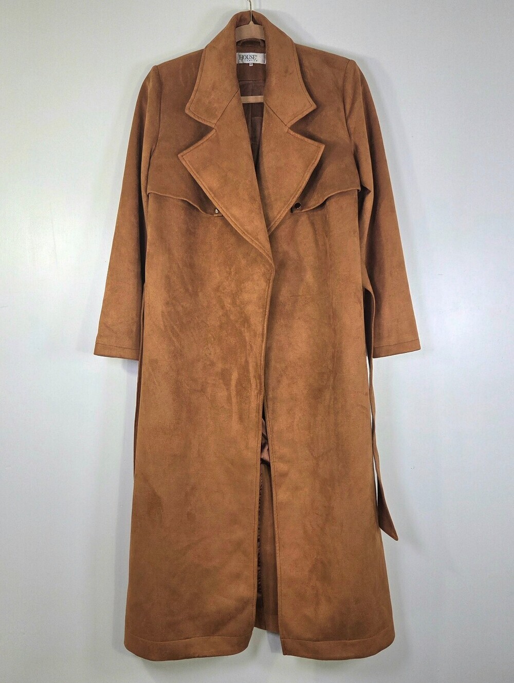 HOUSE OF CB LONDON FAUX SUEDE BELTED TRENCH COAT. - Picture 2 of 6